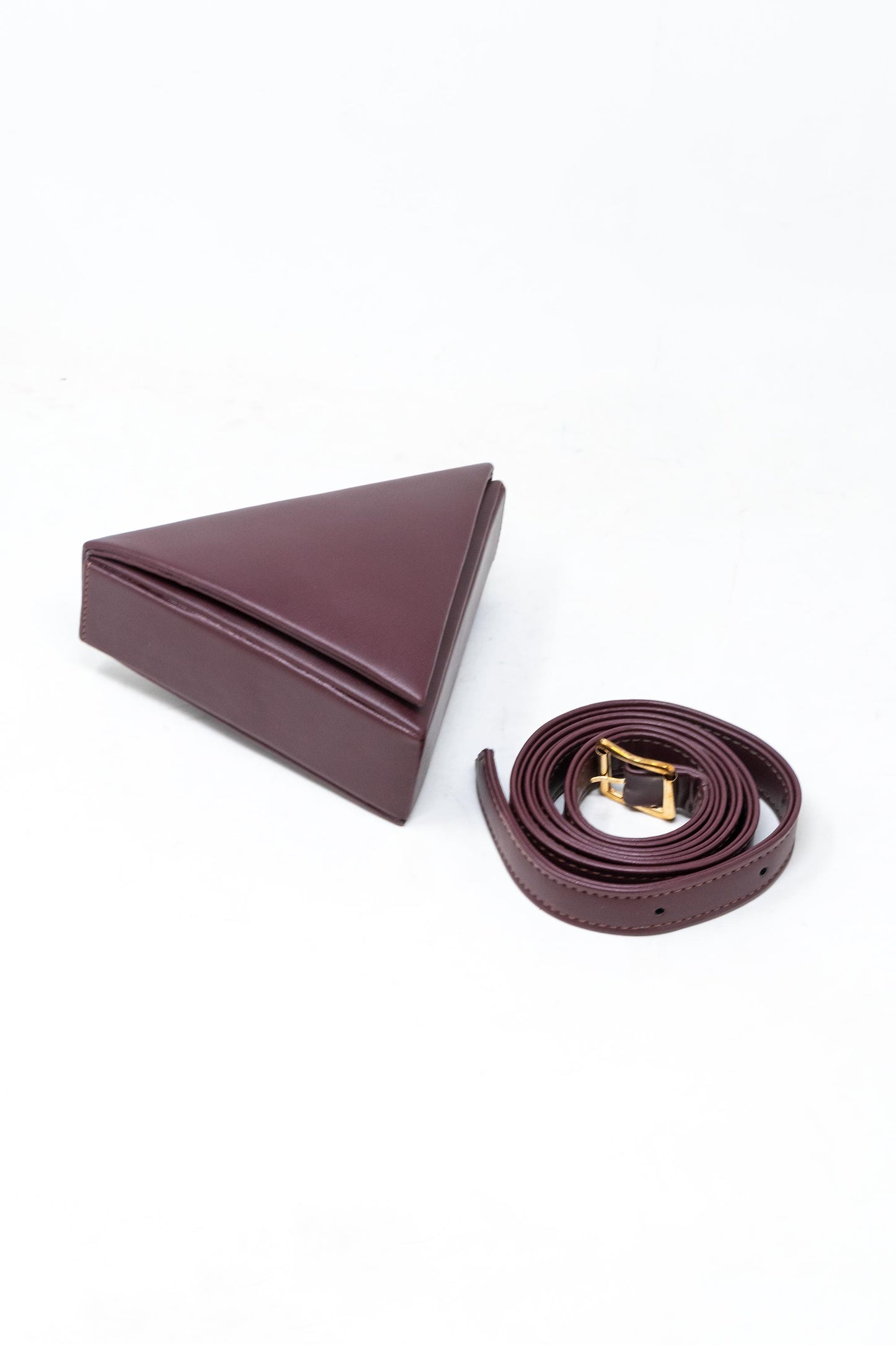 Mini Triangular bag in Maroon