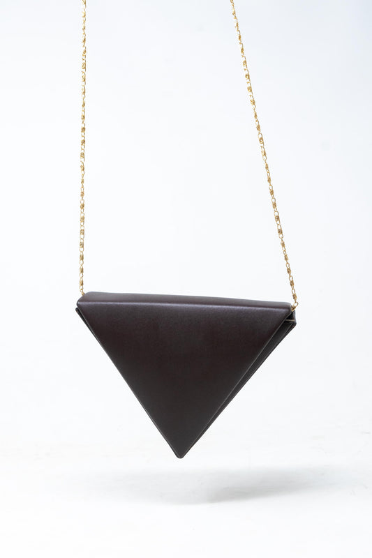 Mini Triangular Bag in Brown