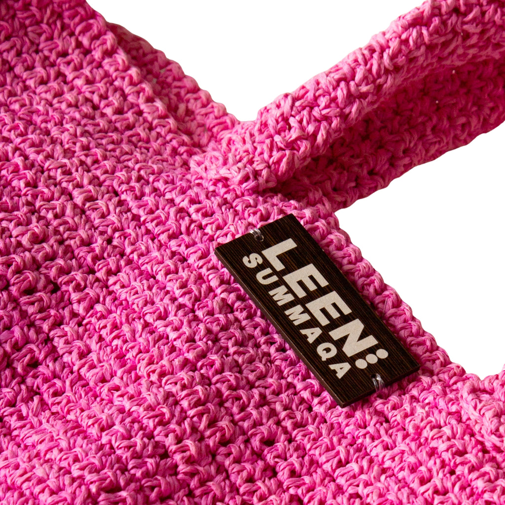 Tri-Raffia Bag in Hot Pink