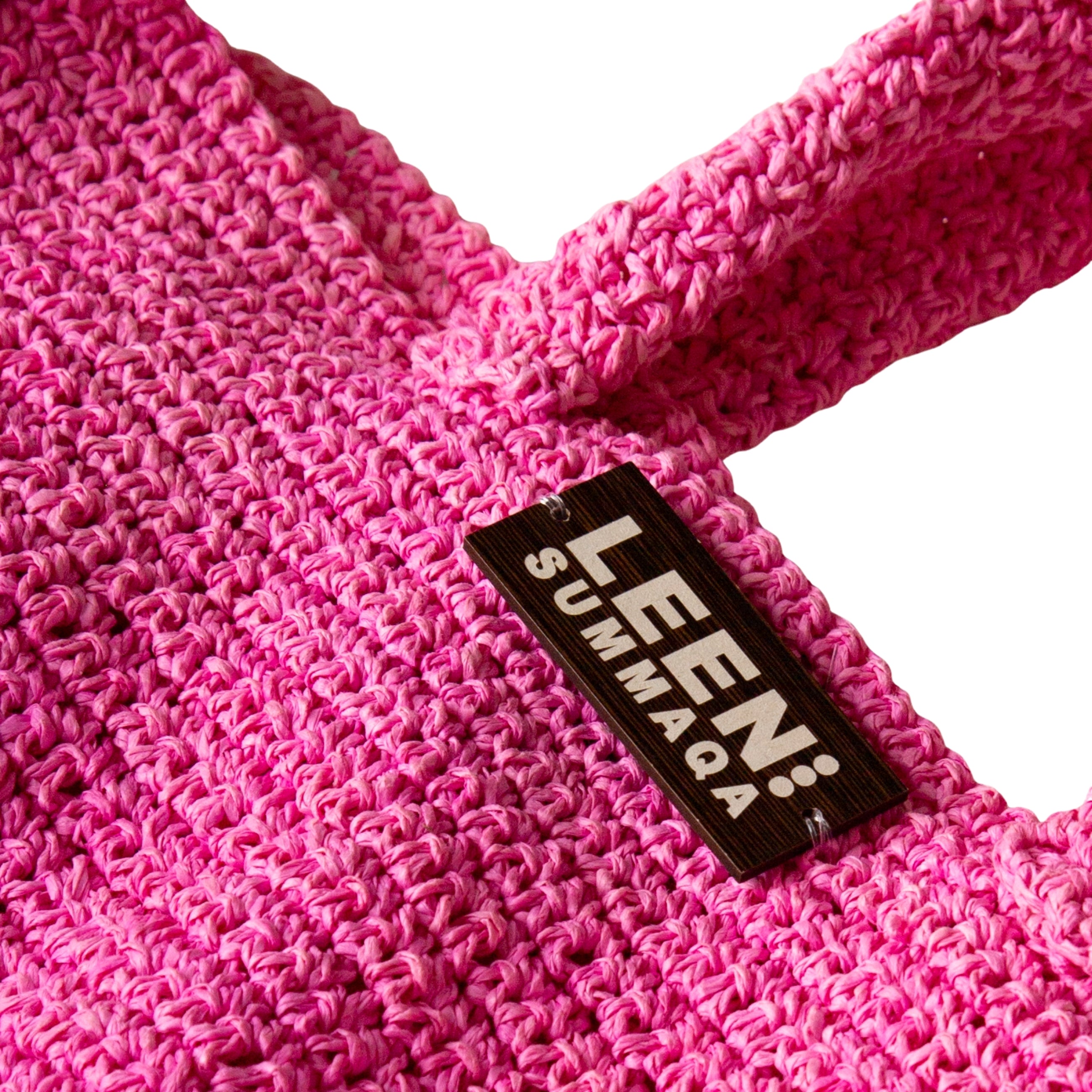 Tri-Raffia Bag in Hot Pink