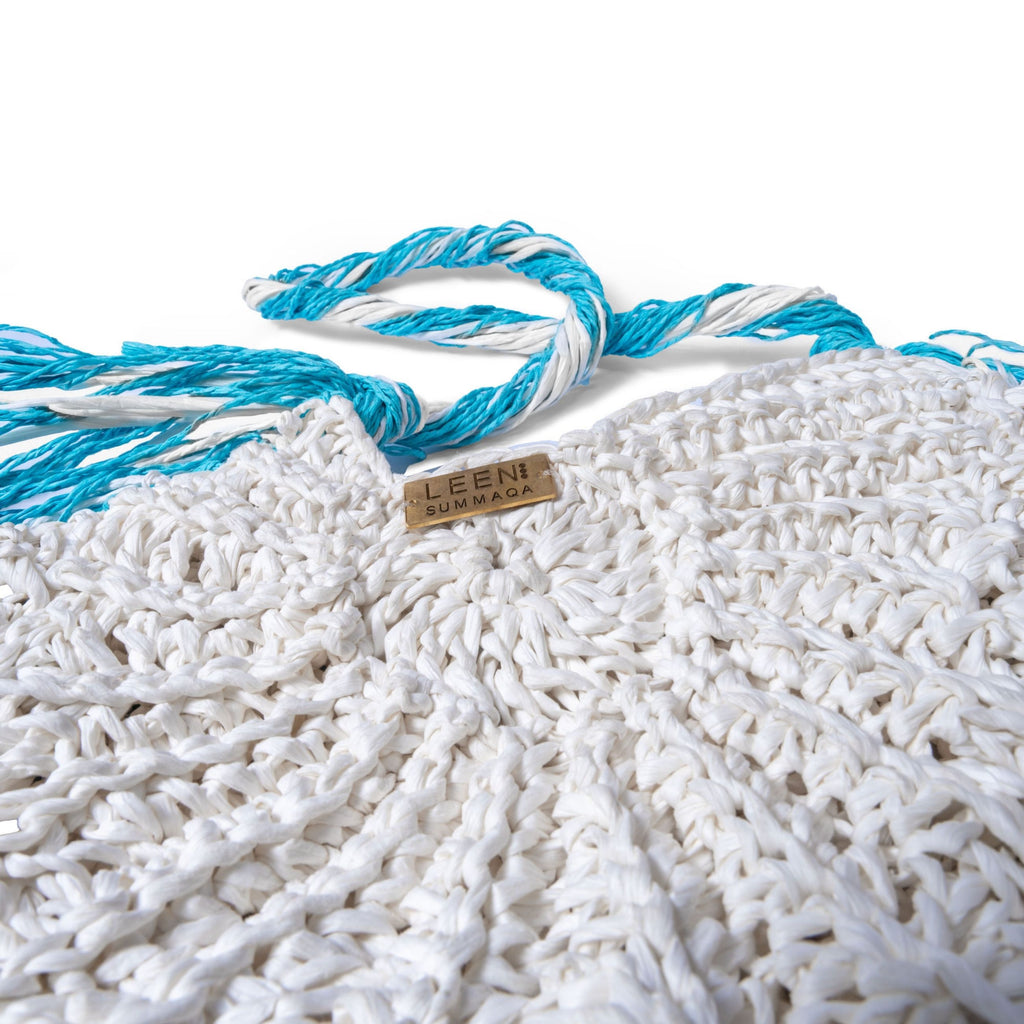 Seashell Raffia bag in Sky Blue & White