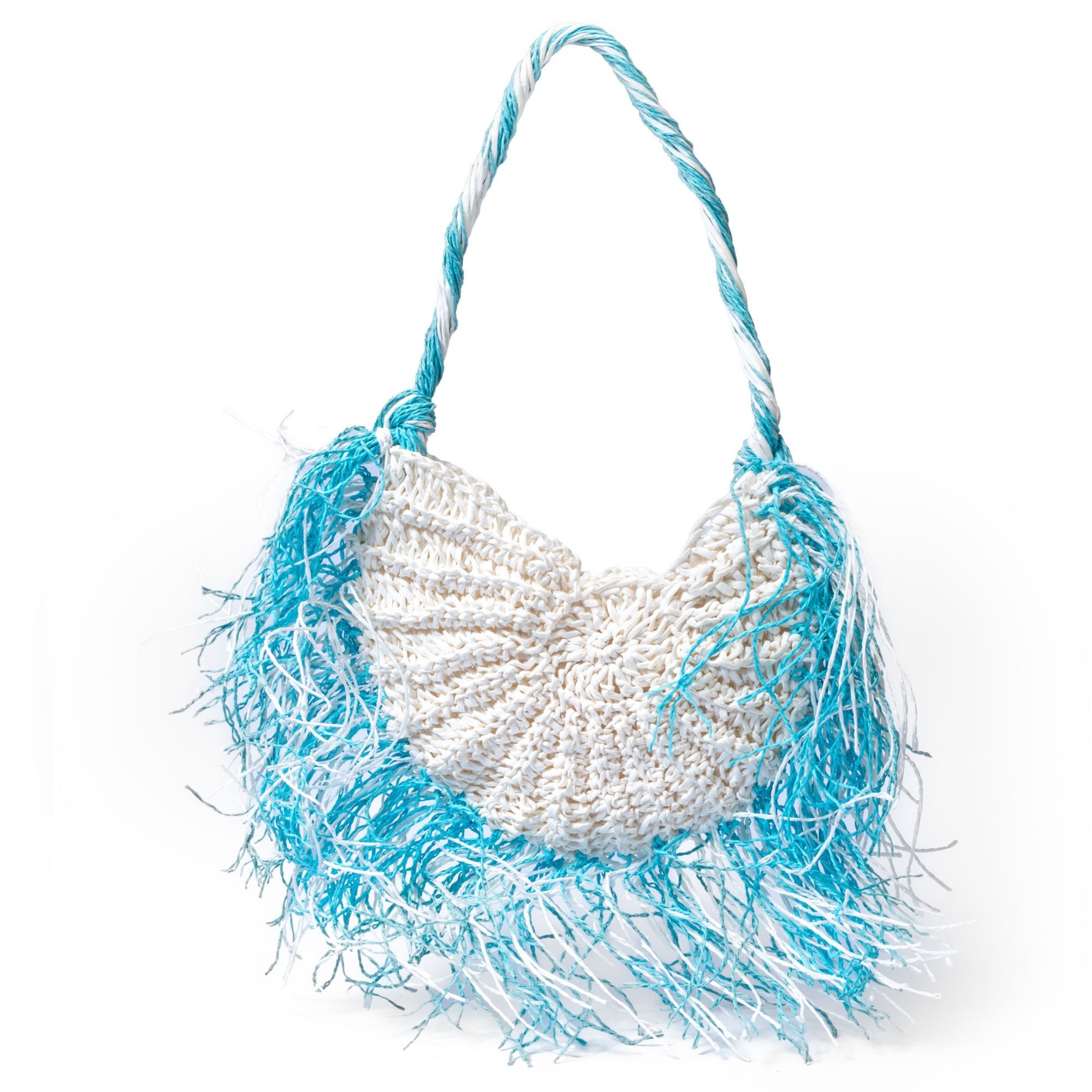 Seashell Raffia bag in Sky Blue & White